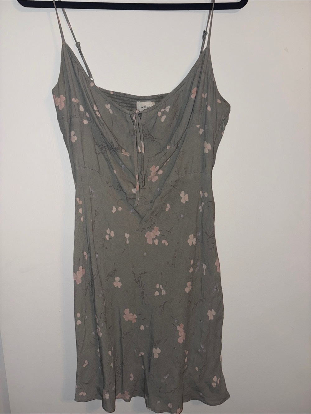 Green Floral Slip Dress with Pink Accents - Picture 2 of 5